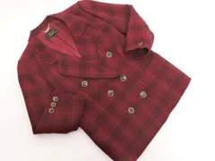 Leilian レリアン ウール100% チェック ダブル ジャケット size13プラス/赤 ◇■ レディース