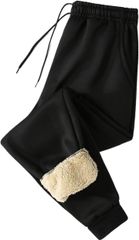 CALM.st スウェットパンツ イージーパンツ メンズ 裏ボア 厚手 防寒 防風 カジュアルパンツ アウトドア ルームウエア シンプル 無地 ゆったり 楽 コスパ ボトムス ラフ 部屋着 モノトーン リラックス 普段着 (ブラック, 2XL)