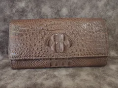 美品 未使用 収納性◎抜群！クロコダイル革 長財布 ブラウン系カラー