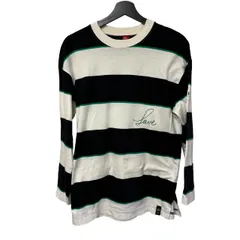 B100 DOUBLE STANDARD CLOTHING ダブルスタンダードクロージング ボーダー ロンT 刺繍 グリーン F