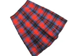 YORKLAND ヨークランド ウール混 タータンチェック フレア スカート size11AR/赤x黒xサックス ◇■ レディース