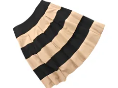 CLATHAS クレイサス ボーダー Aライン 台形 スカート size38/黒ｘベージュ ◇■ レディースのサムネイル