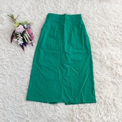 cafune リブスカート 38 ウエストゴム 緑 洗える ロング丈 ストレート 