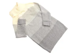 INGNI イング ボーダー オフタートルネック チュニック丈 ニット セーター sizeM/アイボリーｘグレー ◇■ レディース