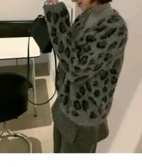 ヒョウ柄 レオパード グレー カラー カーディガン ably