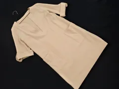 自由区 ウール100% Vネック 五分袖 ワンピース size40/ライトベージュ ◇■ レディース