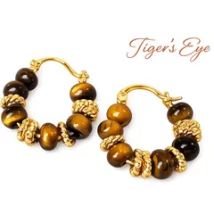 タイガーアイ フープピアス ゴールド 上品 大人 可愛い 金運 おしゃれ レディース アクセサリー