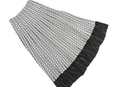 GRL グレイル 幾何学柄プリーツ切替フレア ロング スカート sizeM/白ｘ黒 ◇■ レディース