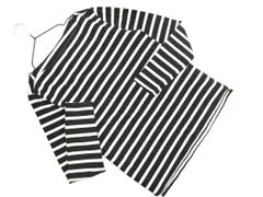 ADAM ET ROPE' アダムエロペ ボーダー ボートネック カットソー size38/白ｘ黒  ◇■ レディース