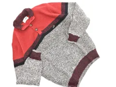 CROCODILE クロコダイル ウール100% ニット セーター sizeM/グレーｘ赤 ◇■ メンズ