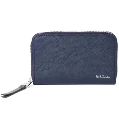 新品 [ポールスミス][ラッピング済]Paul Smith ポールスミス カードケース メンズ ブライトストライププラー SS24 カード＆コインケース 553423 P910 (02.ネイビー 名入れなし)