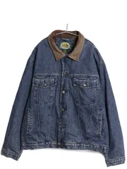 【お得なクーポン配布中!】 90s カベラス デニム ジャケット メンズ L / オールド トラッカー ジージャン 70506 タイプ 襟 レザー チェック フランネル ライナー付き 