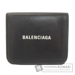 美品】 バレンシアガ 594315 レザー 二つ折り財布 ブラック メンズ