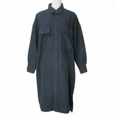 コンバース CONVERSE TOKYO シャツワンピース ロング 長袖 ワンポイント刺繡 コットン ウール 黒 ブラック X