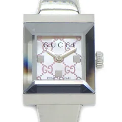 グッチ GUCCI 腕時計 Gフレーム YA128516/128.5 スクエア GG柄 ピンクシェル文字盤 SS クオーツアナログ 【中古】のサムネイル