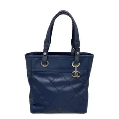 CHANEL(シャネル) トートバッグ パリビアリッツトートPM A34208 ネイビー シルバー金具 レザー