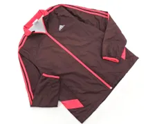 adidas アディダス 裏起毛 ジップアップ トラック ジャケット sizeL/茶ｘピンク ◇■ レディース