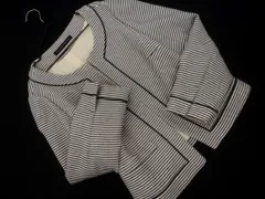 green label relaxing グリーンレーベルリラクシング ユナイテッドアローズ ボーダー ノーカラー ジャケット size40/白ｘ青 ◇■ レディース