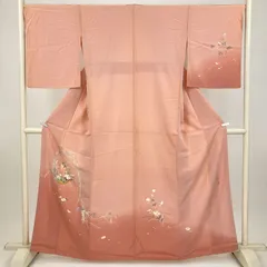 たんす屋 TANSU-YA 着物 リユース着物 訪問着 ピンク セミフォーマル 四季花 流水 袷 絹 未洗い 【身丈】158cm【裄丈】68cm MS7766