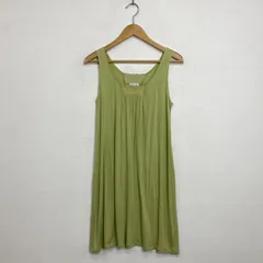 agnès b. アニエスベー タンクトップ ワンピース チュニック ノースリーブ シャーリング レーヨン フランス製 ユーロ 古着 グリーン系 2 B660