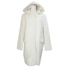 アンタイトル UNTITLED ウールアンゴラ混 コート ノーカラー 2WAYフード ミドル丈 比翼仕立て 2 M相当 アイボリー /X