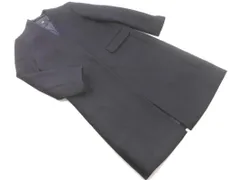 SHIPS シップス ウール混 ロング ノーカラー コート sizeM/黒 ◇■ レディース