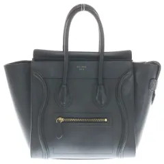 CELINE (セリーヌ) ラゲージ マイクロショッパー トートバッグ ハンドバッグ ブラック レザー シルバー金具