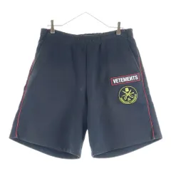 VETEMENTS (ヴェトモン) 20SS ロゴワッペン サイドライン スウェット ハーフパンツ ショーツ ブラック/レッド SS20PA324のサムネイル