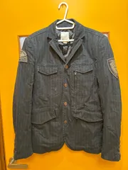 Y【Y1-14】◇ DIESEL サイズS ジャケット　黒色　ストライプ柄　メンズ