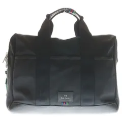 Paul Smith (ポールスミス) ロゴレザーパッチ ラウンドジップ ビジネスハンドバッグ ブラック