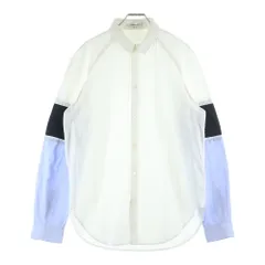 CARVEN (カルヴェン) スリーブ切り替えデザイン シャツカラー ボタンアップ コットン長袖シャツ ホワイト 2070CH30