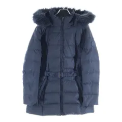 LAUREN RALPH LAUREN (ローレンラルフローレン) アームロゴワッペン ウエストベルト ファーフーデッド ダウンコート ネイビー レディース
