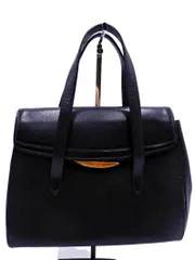 Ungaro ウンガロ 本革 レザー フォーマル ハンド バッグ 黒 ■■ レディース