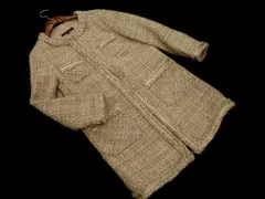 green label relaxing グリーンレーベルリラクシング ユナイテッドアローズ ウール混 ツイード ノーカラー コート size38/ベージュ ◇■ レディース