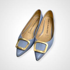 FABIO RUSCONI バックル ポインテッドトゥ パンプス 39 グレー - メルカリ
