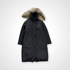 PRADA プラダ / RE- NYLON ダウンコート コヨーテファー ロップイヤー 参考定価：400,000程度 SIZE:M