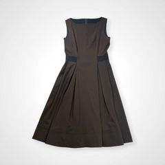 美品 FOXEY ノースリーブワンピース リボン フレア 38 ダークブラウン