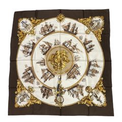 HERMES エルメス スカーフ カレ90 シルク REPRISE 乗馬風景 ネイビー