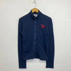 DKNY Jeans ディーケーエヌワイジーンズ ジップアップ スウェット ジャケット 裏起毛 フロッキー プリント 古着 vintage ネイビー系 S B663のサムネイル