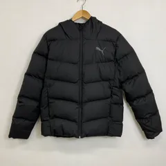 PUMA プーマ ダウン ジャケット フード付き ロゴ プリント アウター スポーティ メンズ M ブラック系 B729