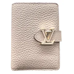 LOUIS VUITTON 現行品 展示品級 ルイヴィトン LV ヴェルティカル ウォレット コンパクト ガレ 二つ折り財布 M82198 レザー RFID確認済 ベージュ ブルー ヴィトン 美品 SAランク 中古 鑑定済 ヴィトン財布【定価141,900円】