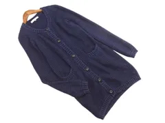 M-PREMIER エムプルミエ ラメ ニット ロング カーディガン size36/紺 ◇■ レディース