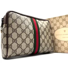 未使用保管品・デッドストック GUCCI グッチ セカンドバッグ クラッチバッグ シェリーライン GG スプリーム ファスナー開閉 メンズ レディース ベージュ