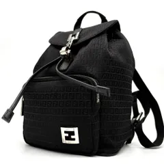 美品 FENDI フェンディ ズッキーノ リュック レディース FF柄 ブラック 黒 キャンバス レザー 本革 シルバー金具 FFロゴ金具 ビジネス