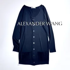 kX71 Alexander Wang Vネック コットン カーディガン ロングカーディガン スエード スウェード ポケット スナップボタン ワンピース ブラック 黒 Y2K アレキサンダーワンのサムネイル