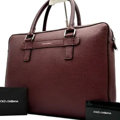 美品・高級 DOLCE&GABBANA ドルチェアンドガッバーナ ビジネスバッグ ブリーフケース メンズ 大容量 手持ち ロゴ A4 PC収納可能 内部王冠柄 レザー 本革 ボルドーのサムネイル