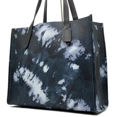 未使用に近い COACH コーチ リレー トートバッグ タイダイプリント 総柄 肩掛け A4◯ 大容量 多収納 メンズ レディース レザー ネイビー