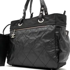 正規品 CHANEL シャネル パリビアリッツ MM レディース トートバッグ ココチャーム 肩掛け可 レザー キャンバス ブラック 黒