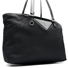 希少美品 PRADA プラダ トートバッグ 三角ロゴ プレート 白タグ 肩掛け A4収納可能 大容量 多収納 レディース ブラック