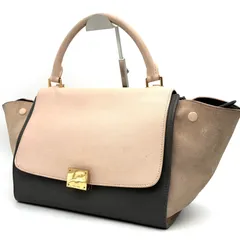 CELINE セリーヌ トラペーズ スモール ハンドバッグ トートバッグ レザー スエード ロゴ金具 バイカラー 正規品